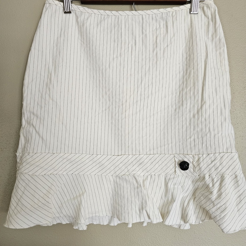 Y2K Vintage Mini Skirt Size 7 White Pinstripe Coquette‎ Fairy Corpcore Office - Picture 3 of 7